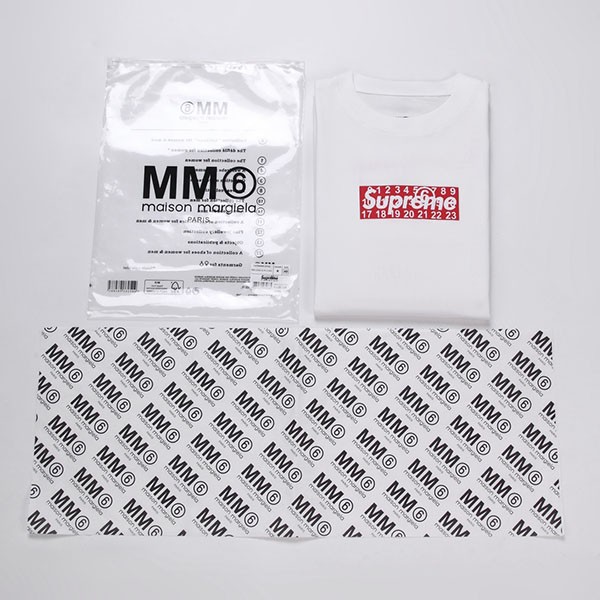 n級品 シュプリーム x mm6 偽物 メゾン マルジェラ ボックス ロゴ tシャツ ホワイト shm75807